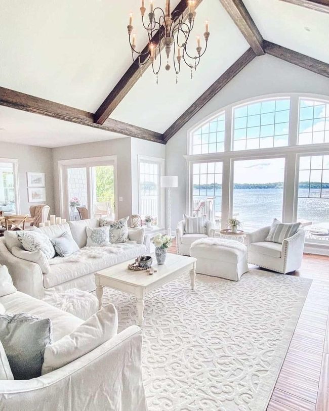 White Vaulted Ceilings, Coastal Living