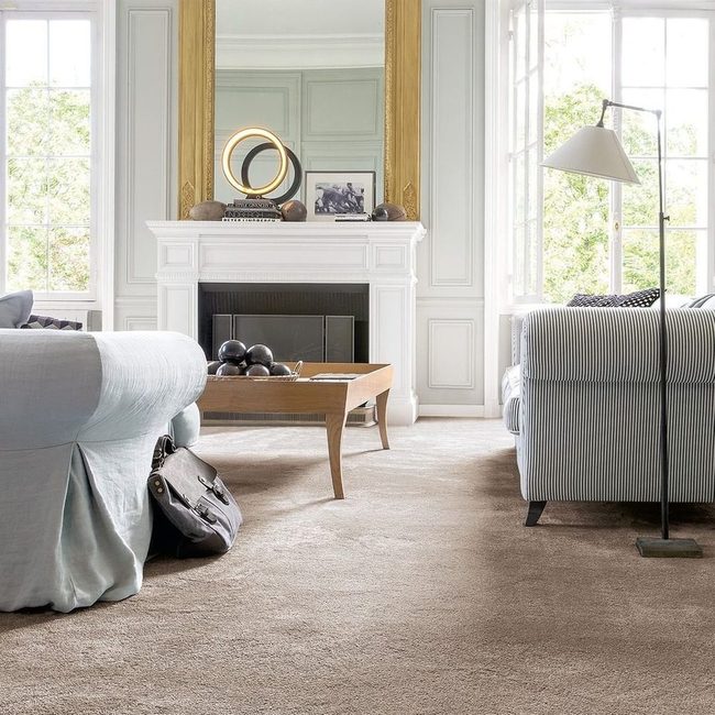 Beige Carpet Navy Accents Coastal