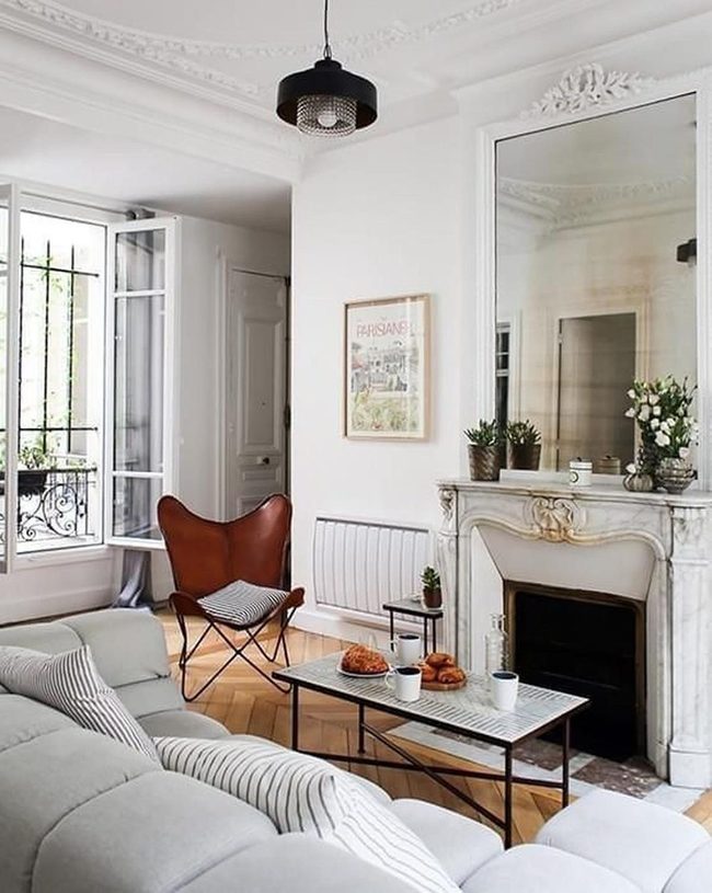 Black Iron Frames Sunlit Marble Space