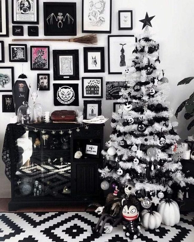 Black And White Halloween Christmas Fusion