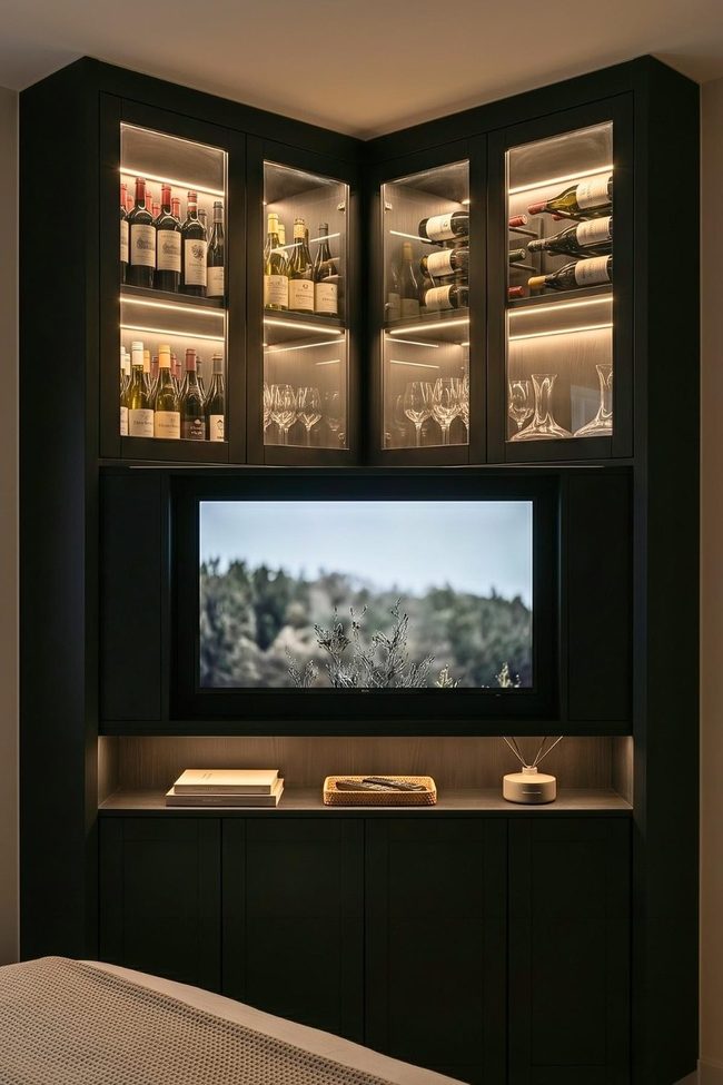 Dark Wooden Wall Cabinet Systems Solution