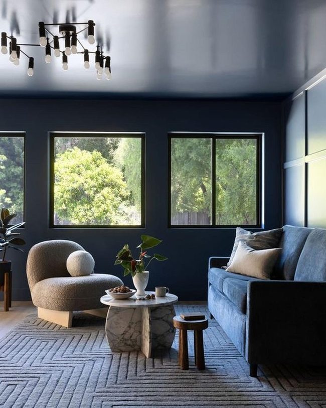 Blue Walls Meet Marble Serenity