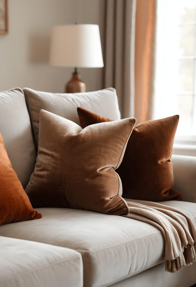 Burnt Orange Velvet Cushion Luxury