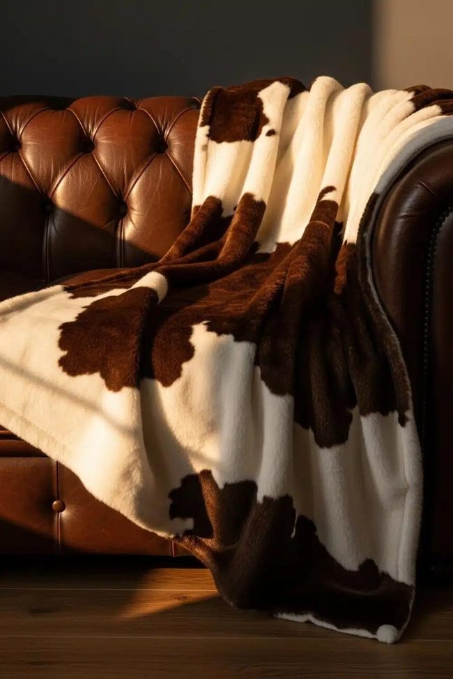 Plush Cow Print Throw Statement