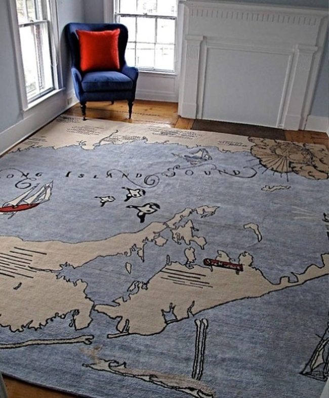 Navy Red White Living Room With Sunshine