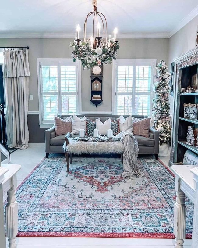 Dark Grey Seating With Festive Warmth