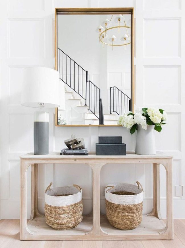 Woven Basket Storage Table