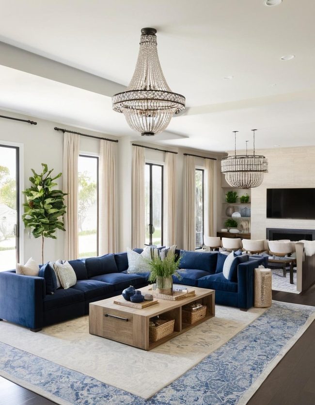 Sectional Anchors Open Living Space