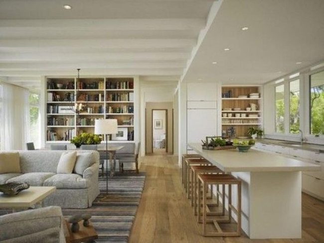 Floor-To-Ceiling Book Wall Living