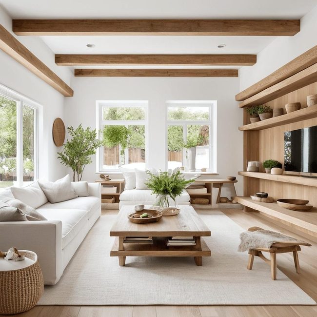 White Walls with Pure Teak Warmth