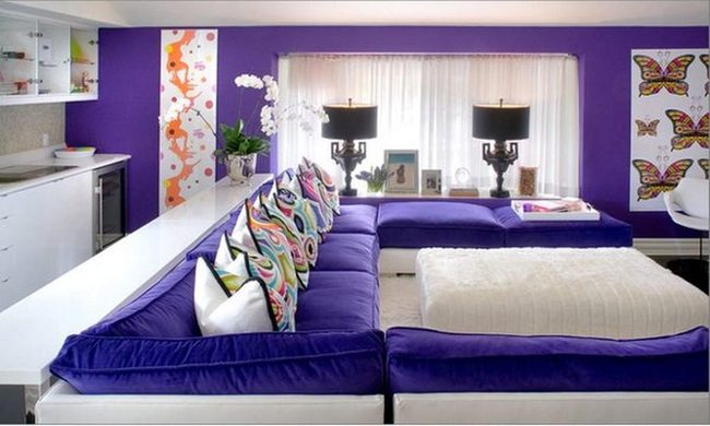 Purple Walls White Furniture Balance