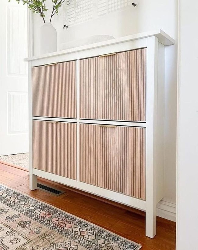 White Cabinet With Natural Wood Accents