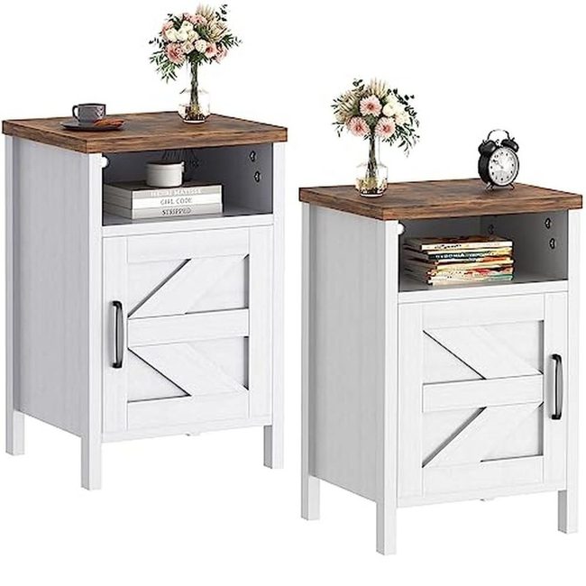 White Wood Two-Tone Bedside Tables