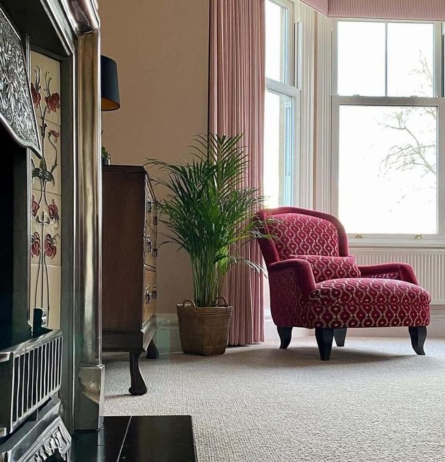 Textured Drapes Frame Bay Window