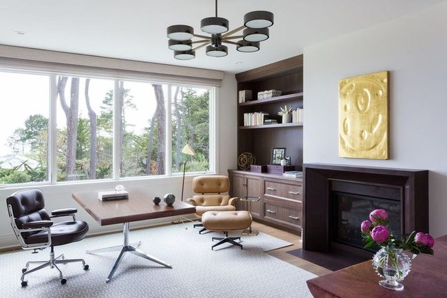 Wooden Desk Meets Vintage Comfort
