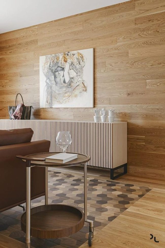 Wood Paneling Meets Hexagonal Tiles