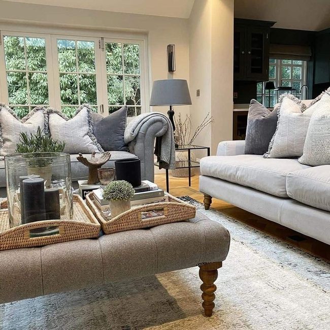 Large Windows Flood Gray Living Room