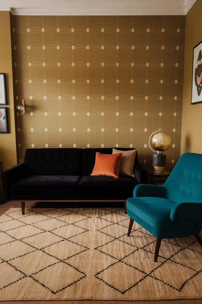 Black Couch Geometric Retro