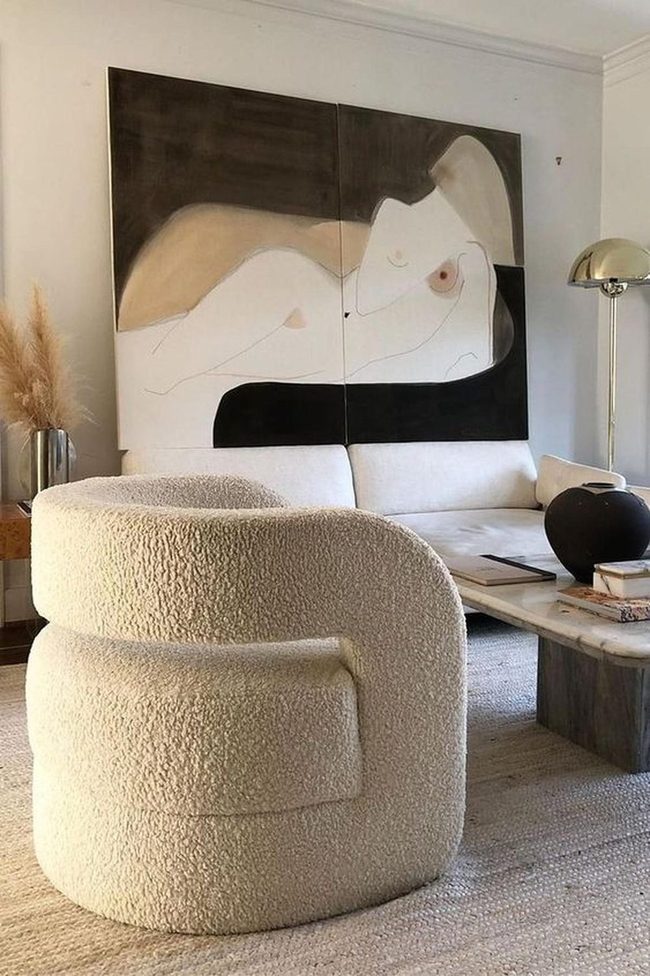 Round Textured Chair Commands Living Room
