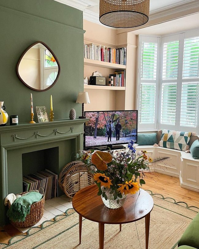 Modern Circle Meets Classic Fireplace