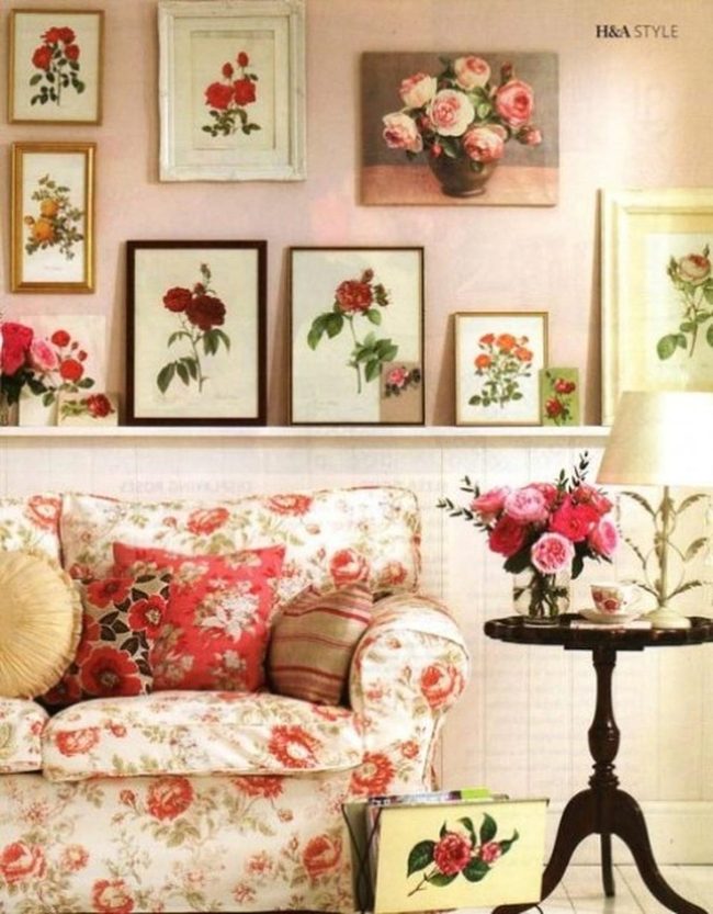 Floral Fabric Couch With Fresh Blooms
