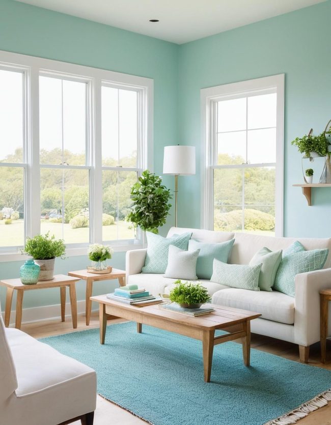 Soft Blue and Mint Green Living