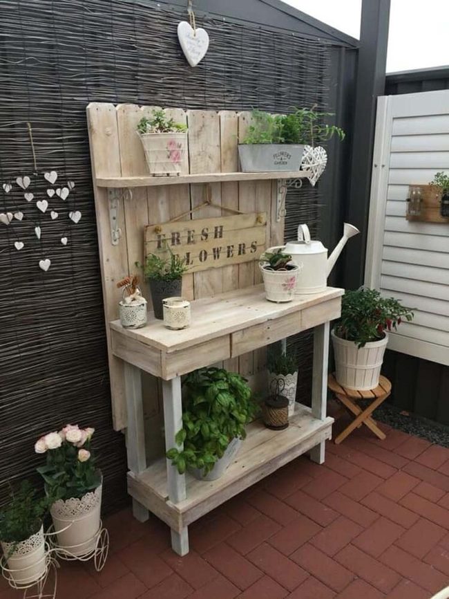 Whitewashed Wood Garden Bench