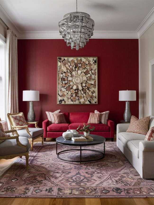 Red Walls Energize Living Spaces