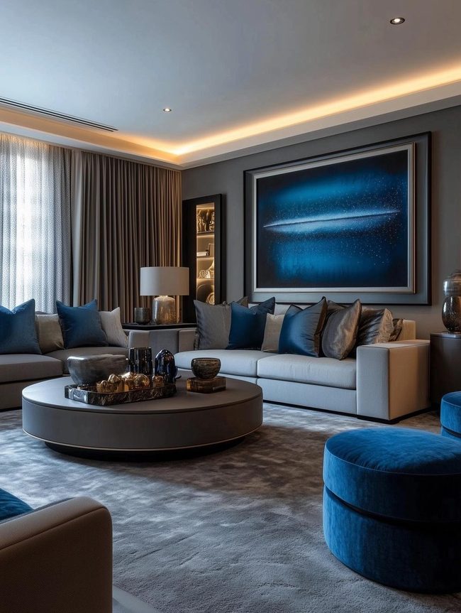 Gray Blue Lounge Sophistication