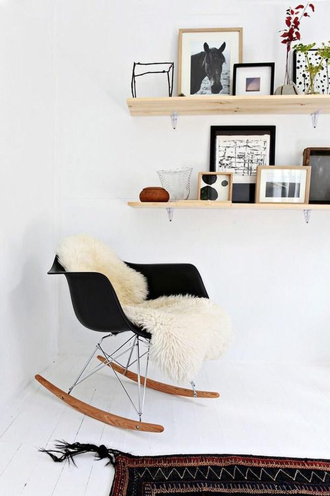 Black Rocking Chair White Minimalism