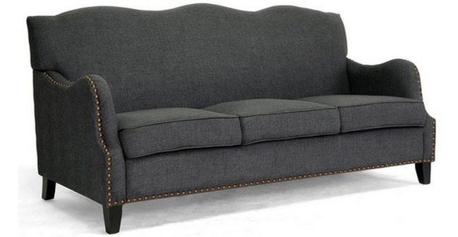 Charcoal Grey Linen Three-Seat Sofa