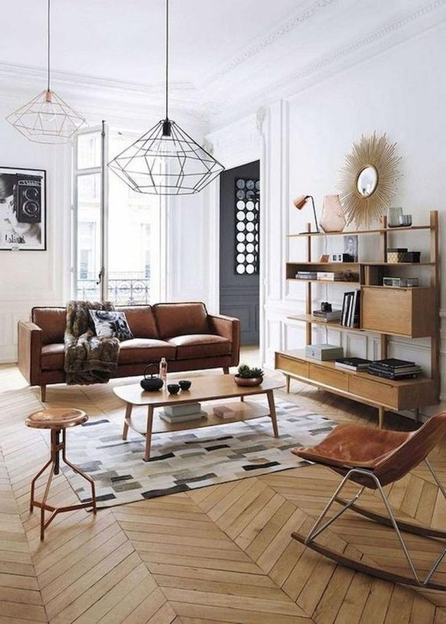 Geometric Pendant Lights Over Leather