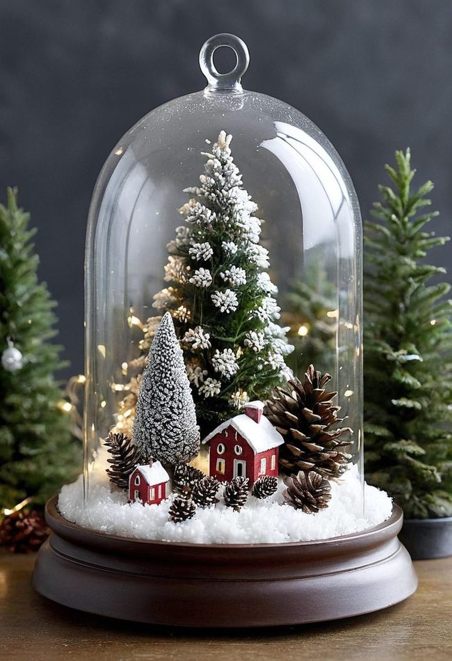 Glowing Glass Domes Winter Scenes