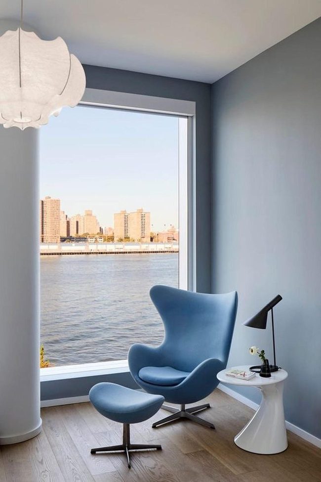 Blue-Gray Walls Meet Water Views