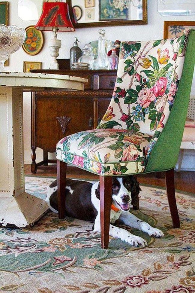 Green Floral Chair Steals The Room