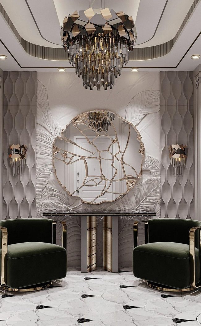 Curved Glass Statement Mirror