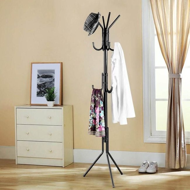 White Metal Coat Rack Elegance