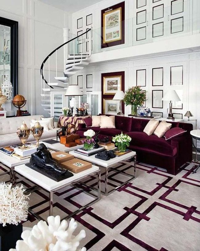 Purple Sofa Meets Modern Architecture
