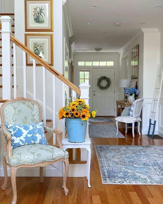 Blue Vintage Chair By The Staircase