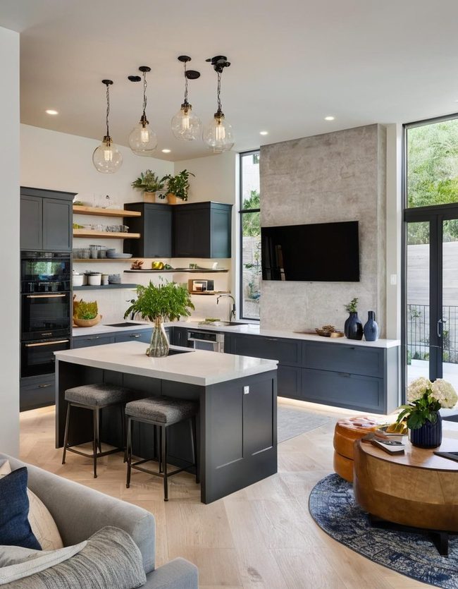 Pantry Islands Meet Sleek Steel Fixtures