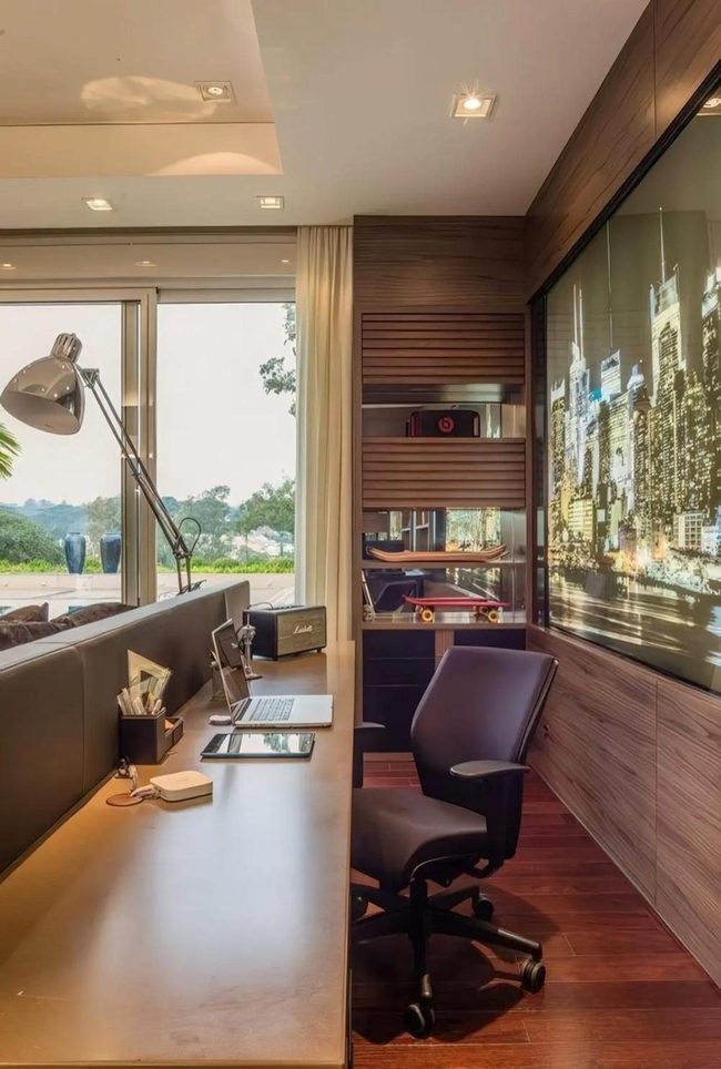 Urban Workspace With Natural Wood Tones