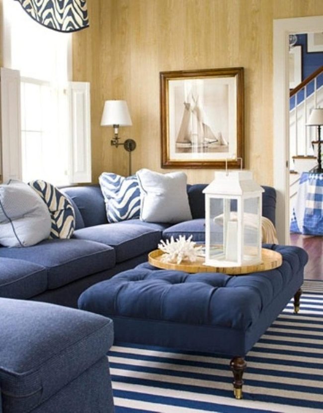 Deep Blue Sectional Seaside Living