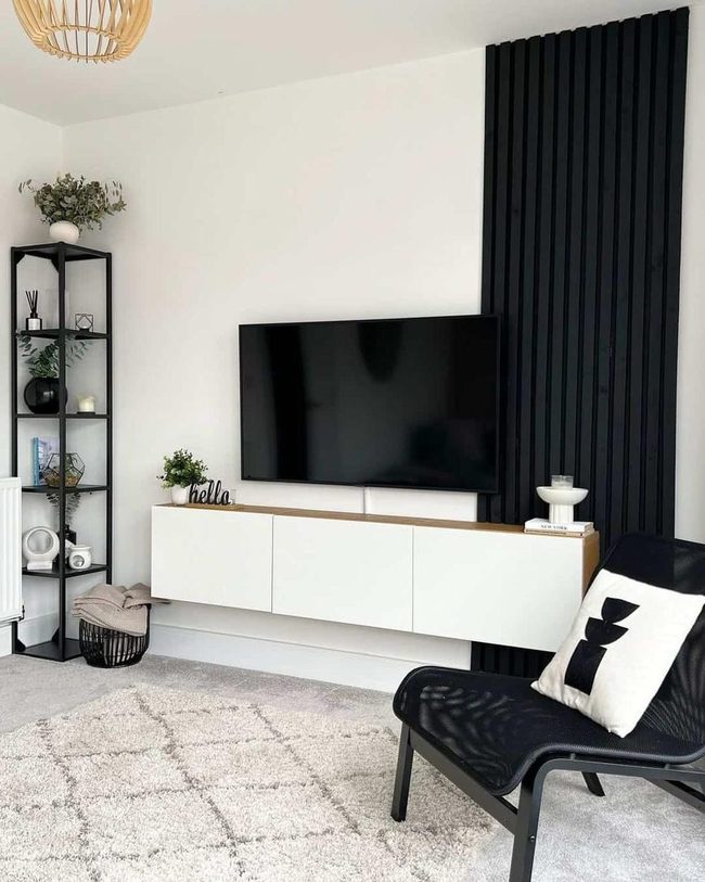 White Floating Console With Black Accents