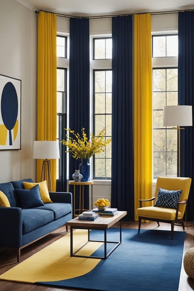 Contrasting Color Block Curtains