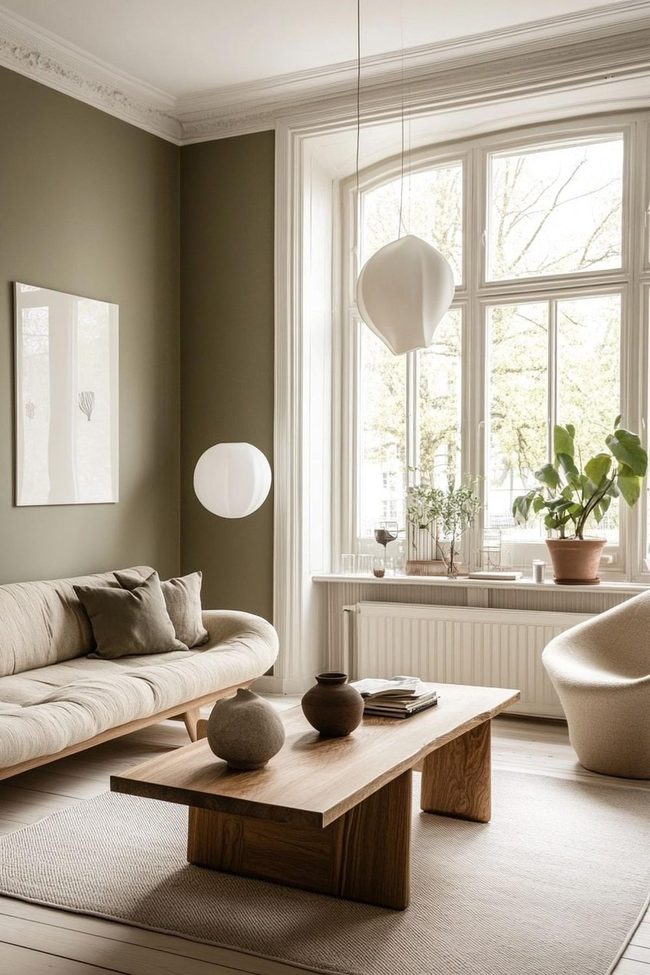 Warm Olive Green Living Area