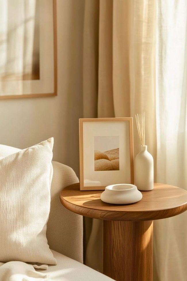 Orange Lamp, Green Plants Side Table