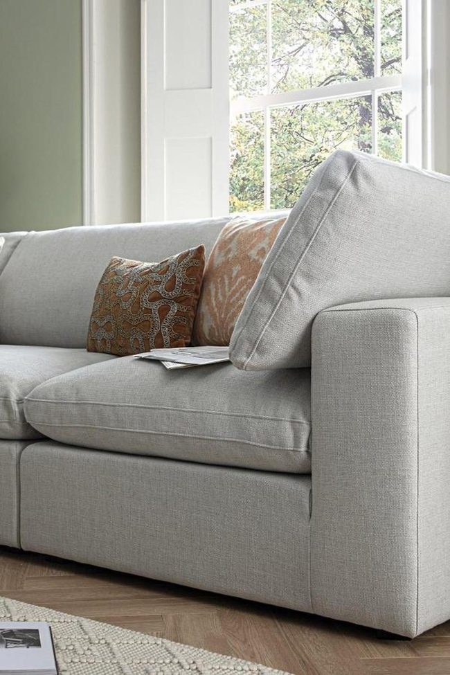 Pale Grey Extra Long Sofa