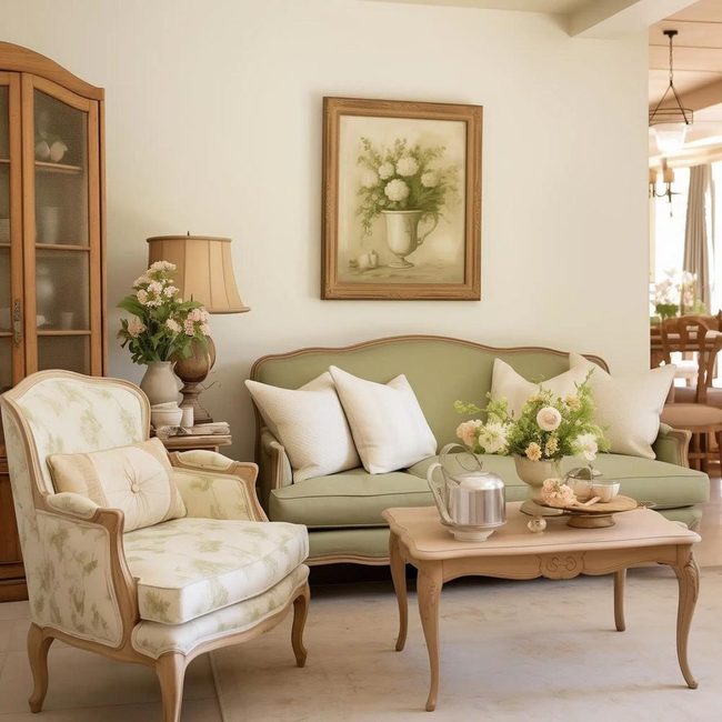 Faded Sage Linen French Sofa