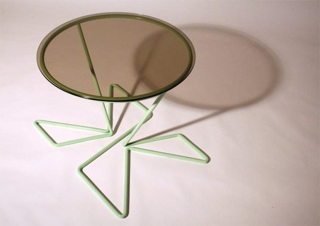 Twisted Mint Base Glass Table