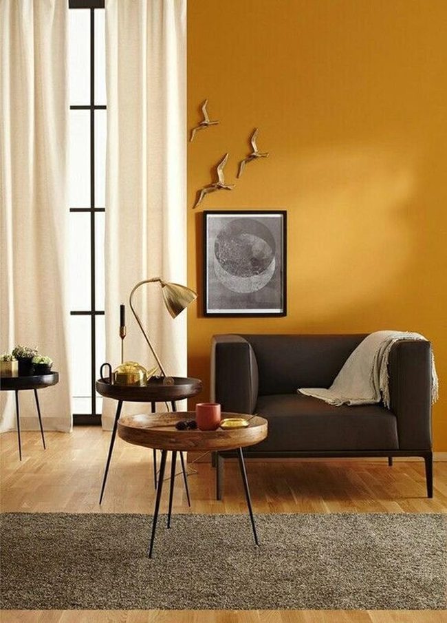 Mustard Walls Dark Brown Comfort